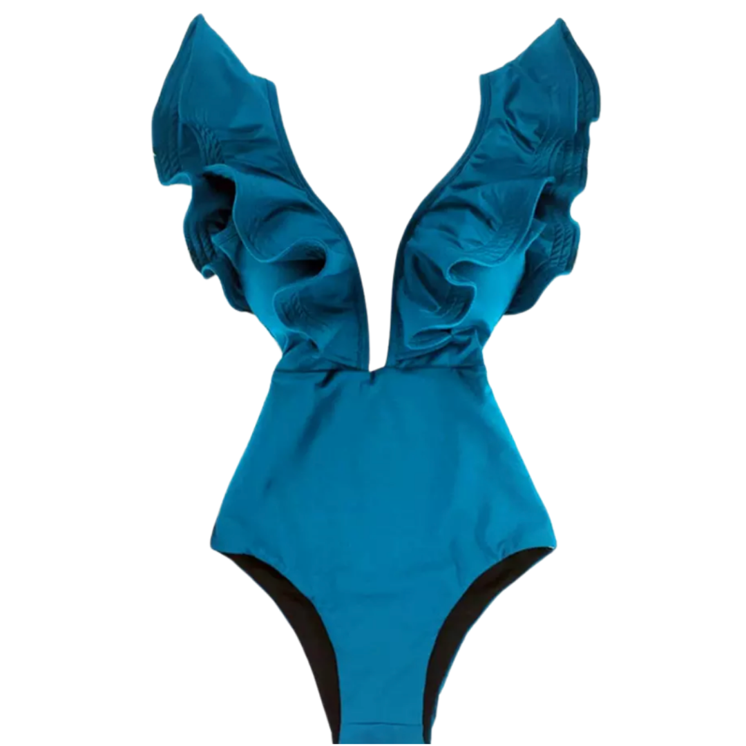 Ruffles Teal One Piece Swimsuit MODALIER
