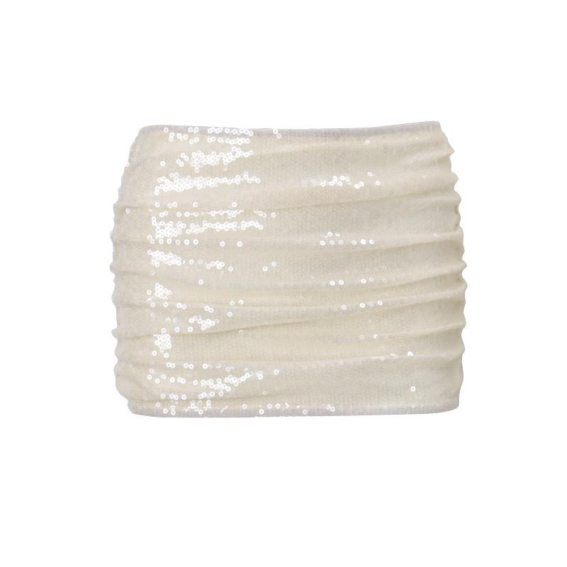 Sequin mini skirt white champagne