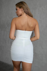 White Strapless Cup Corset Dress