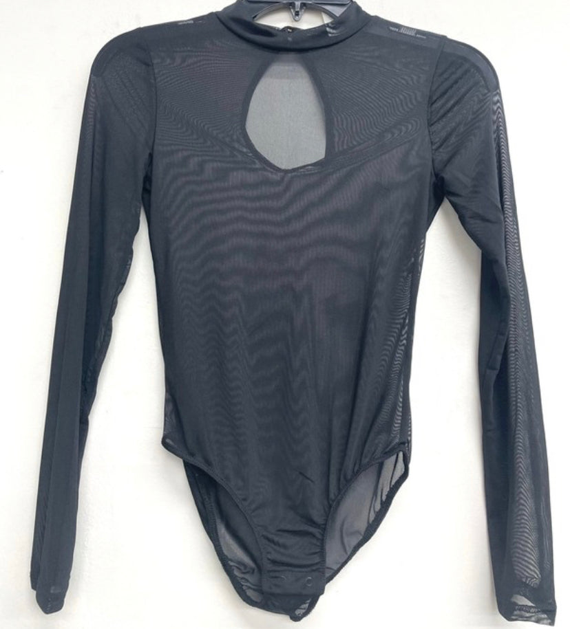 Black Long Sleeve Mesh Bodysuit