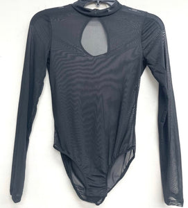 Black Long Sleeve Mesh Bodysuit