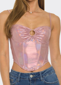 Holographic Dark Silver Corset