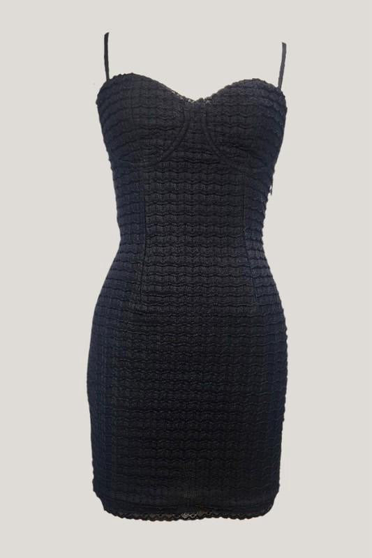 Black adjustable back short dress
