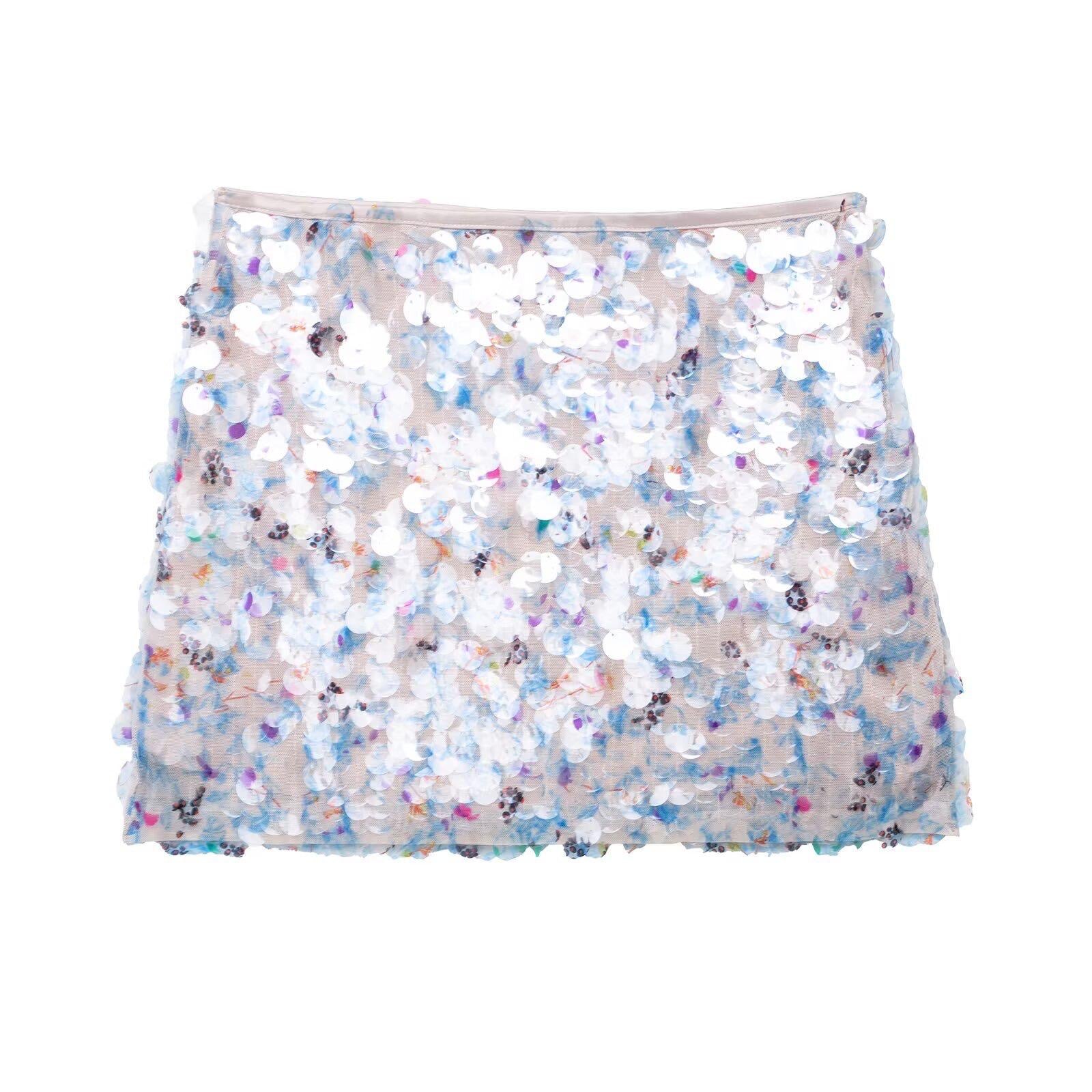 Multicolor sequin skirt