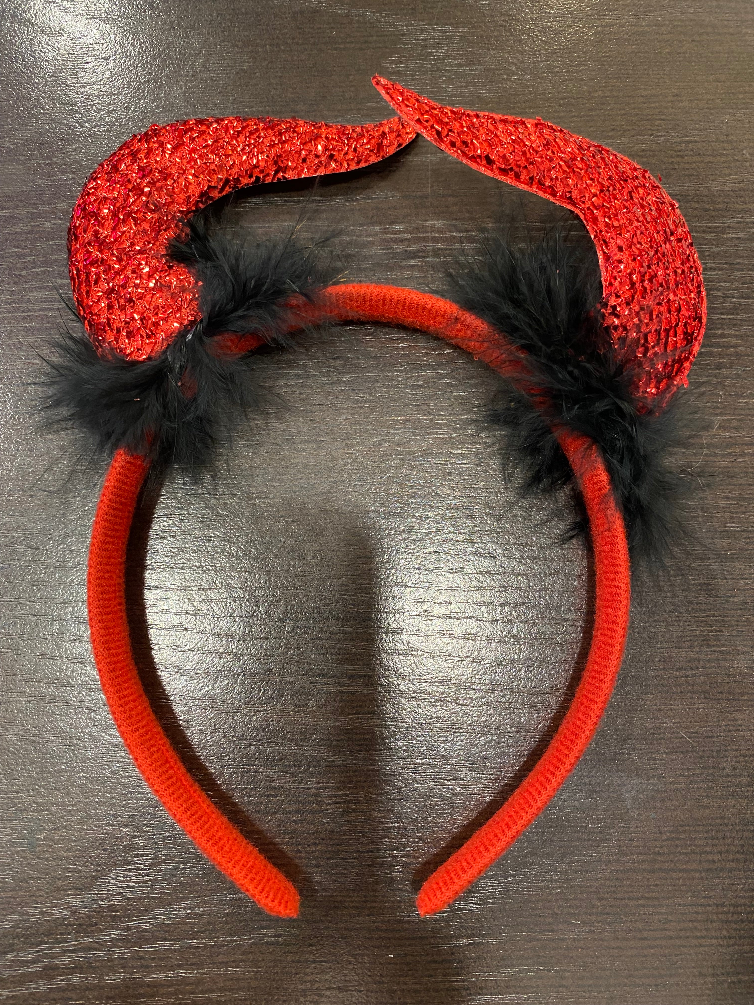 Red Sparkling Devil Horns Headband