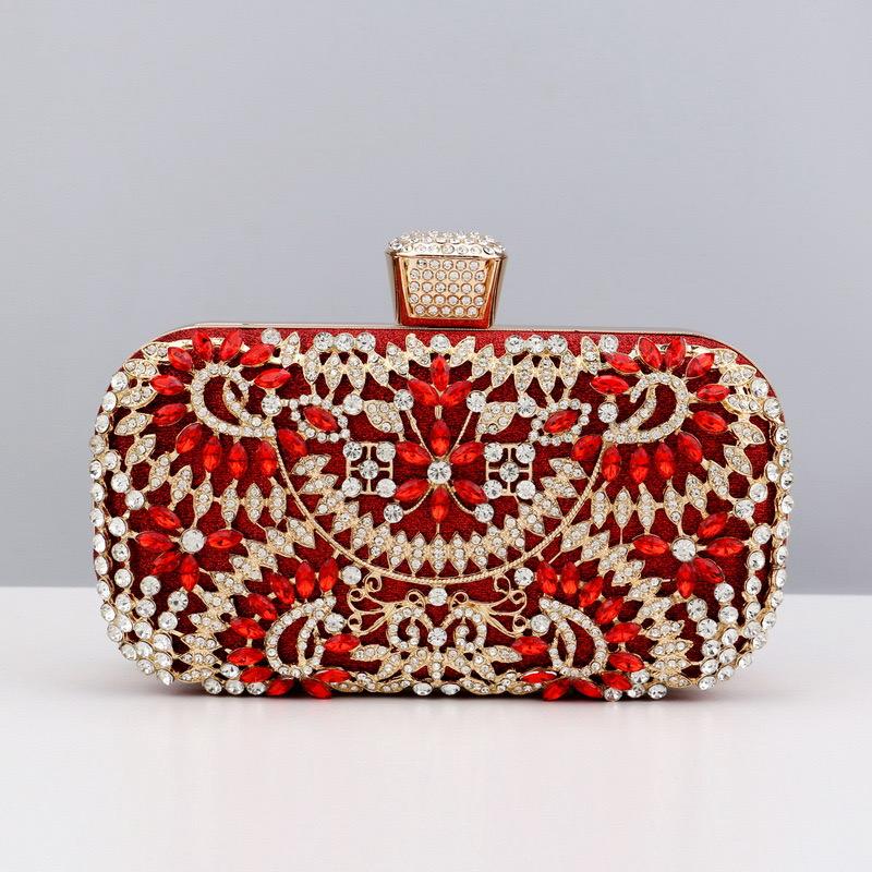 Rhinestone purse with handle and chain