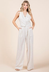 Beige Vest and Pants Set