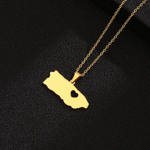 Heart engraved Puerto Rico Map