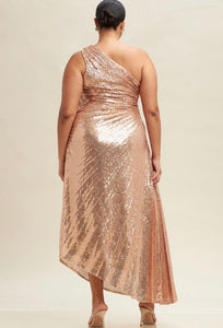 One Shoulder Asymmetrical Pleated Long Dress