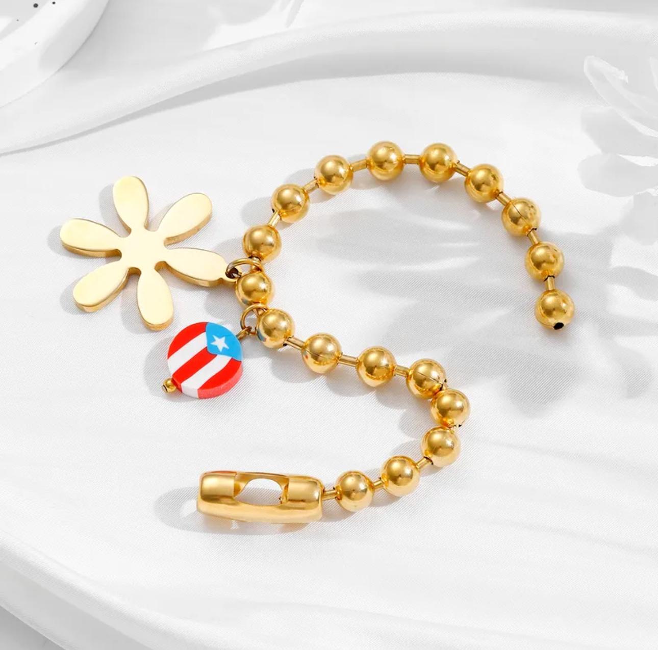 Stainless steel gold  flower Puerto Rico