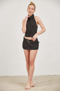 Black Button Up and Skirt Set