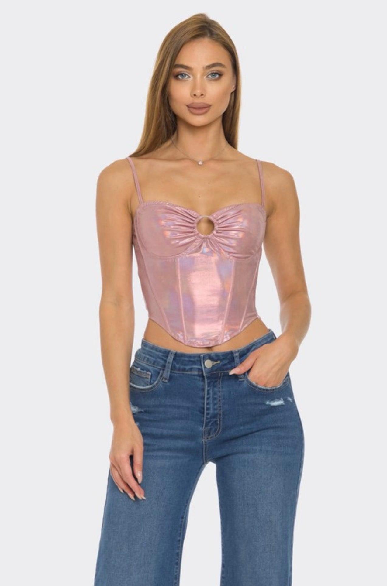 Holographic Dark Silver Corset