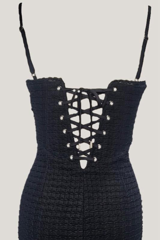 Black adjustable back short dress