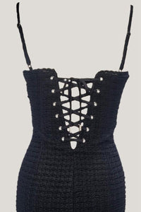 Black adjustable back short dress