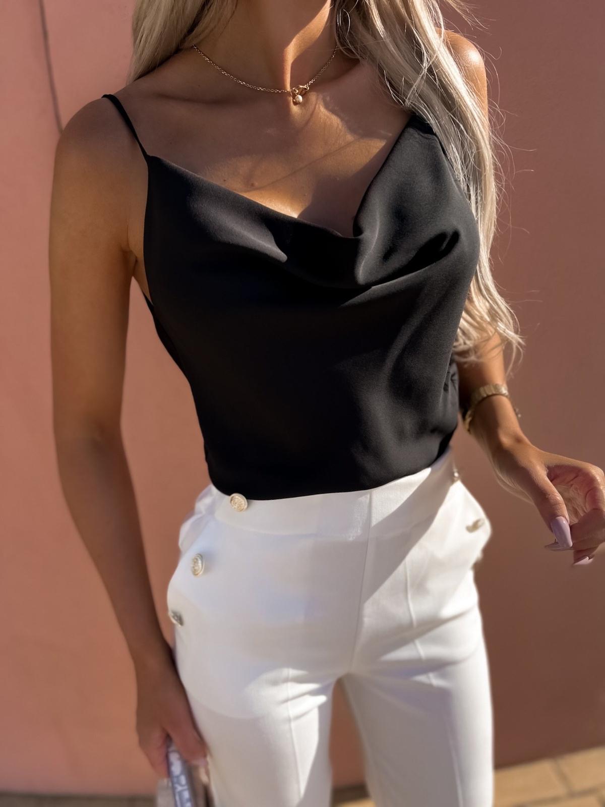 Black Cowl Neck Top