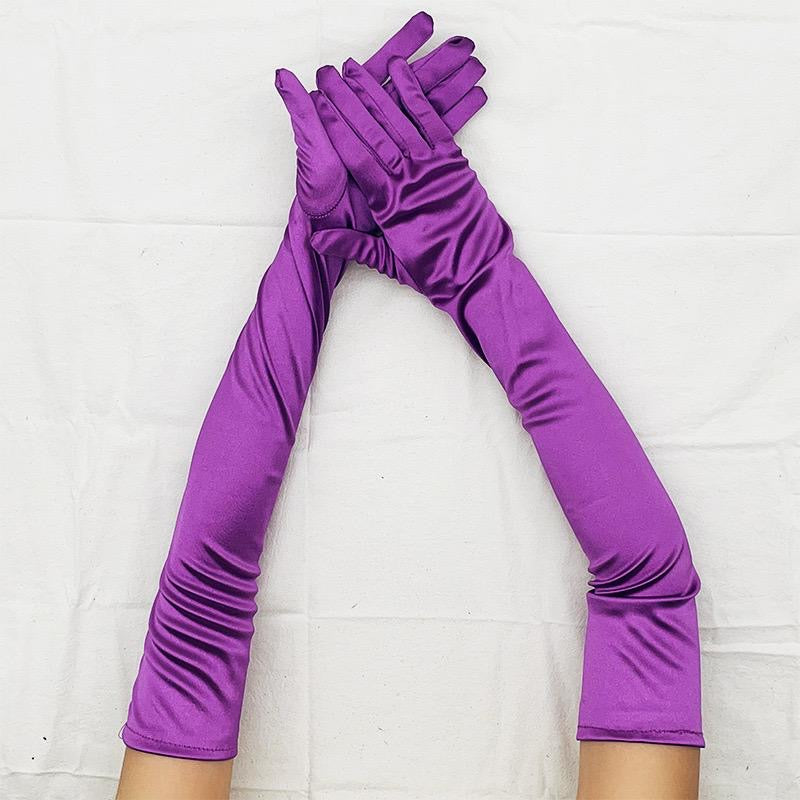 Violet satin gloves