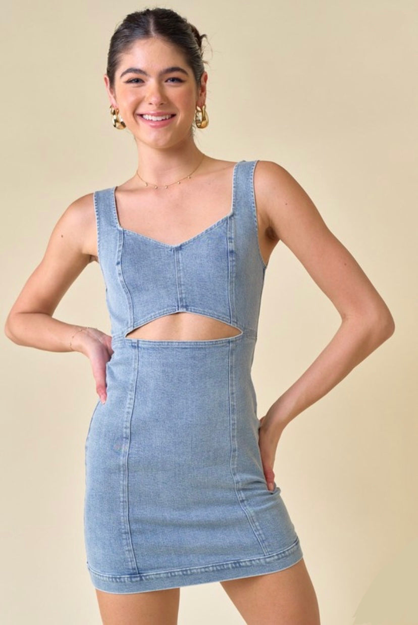 Denim Cutout Bodycon Dress