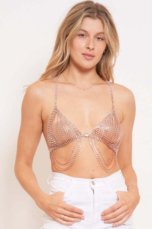 Triangle Rose Gold Rhinestones Top