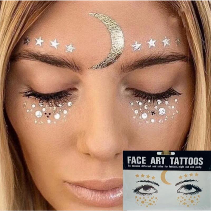Metallic Face Tattoos