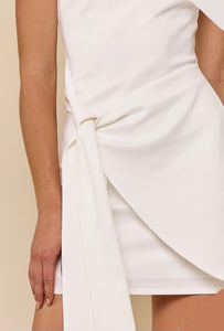 White Wrap Around Strapless Dress