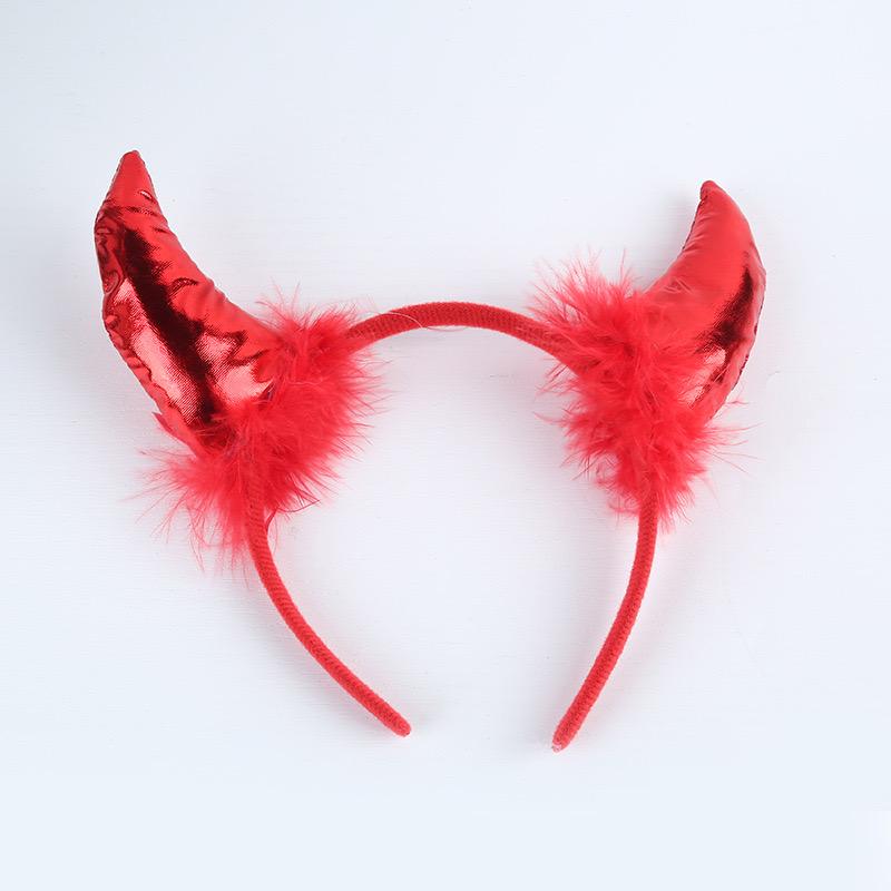 Red Metallic devil horns Headband