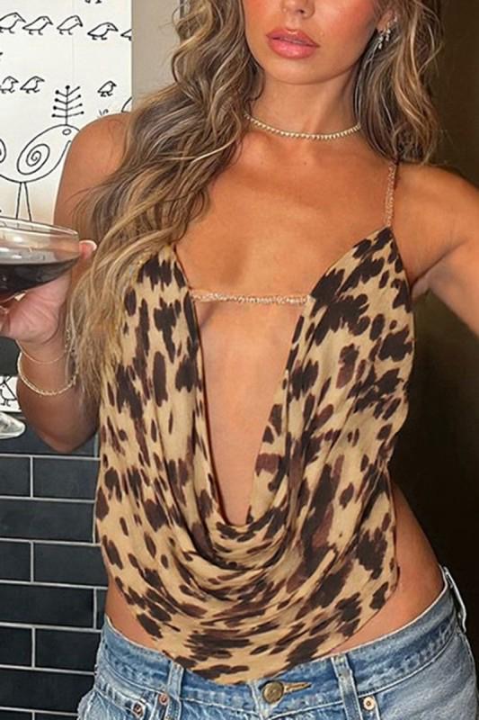Leopard Top Open Back