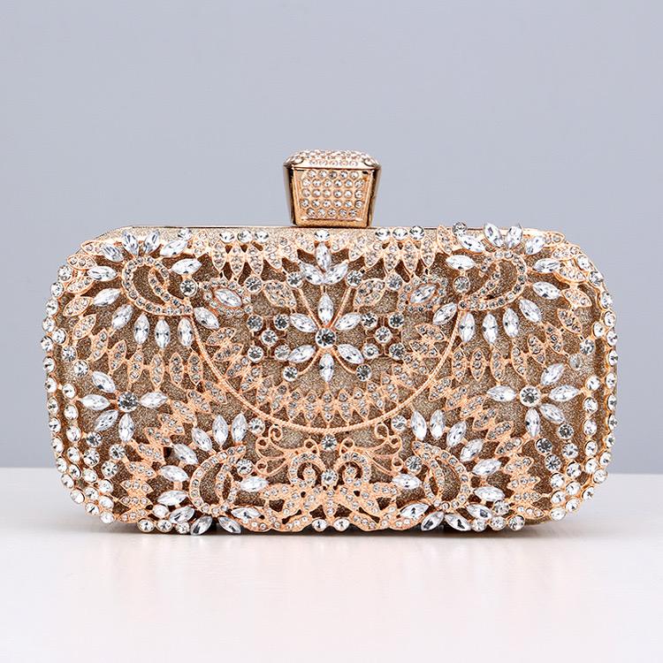 Rhinestone purse with handle and chain