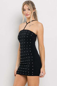 Black rinestone short dress