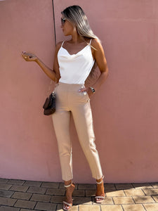 White Cowl Neck Top