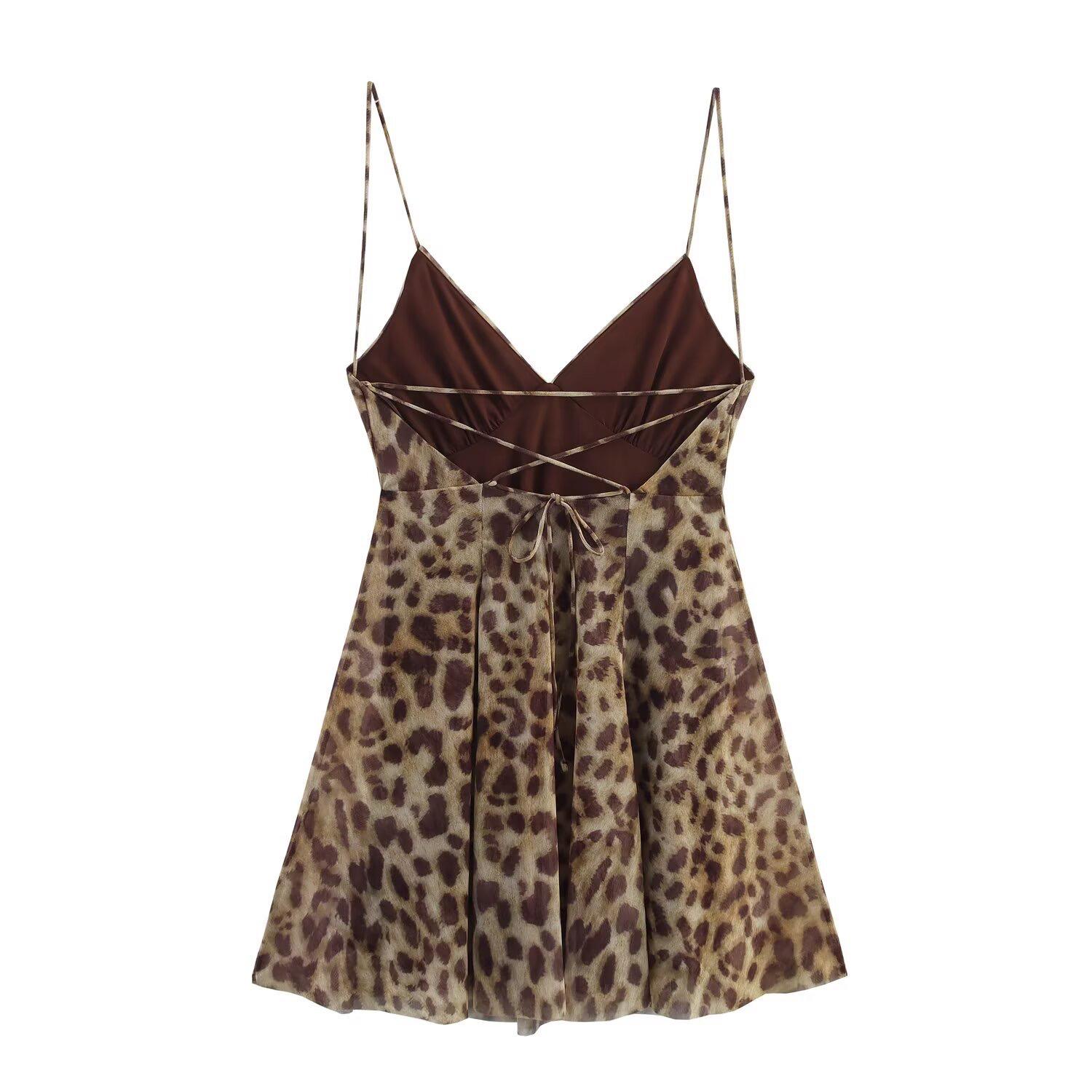 Animal Print Spaghetti Strap Short Dress