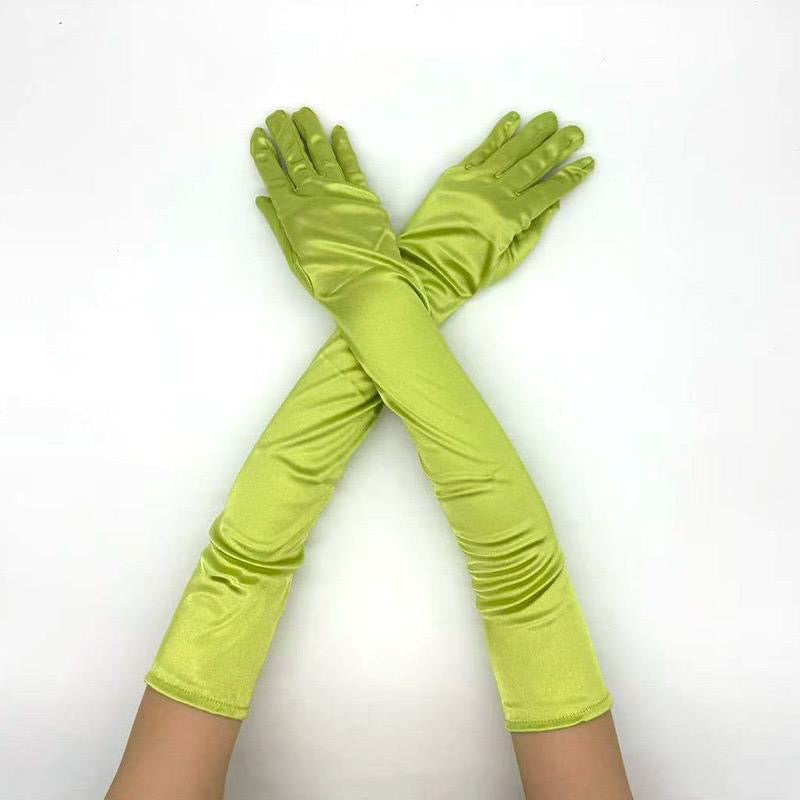 Light green satin gloves