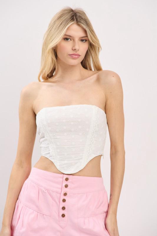 White Eyelet Laced Up Corset