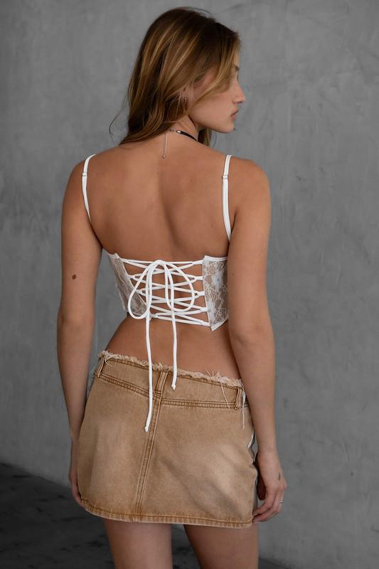 Cream and white Lace Corset adjustable Top
