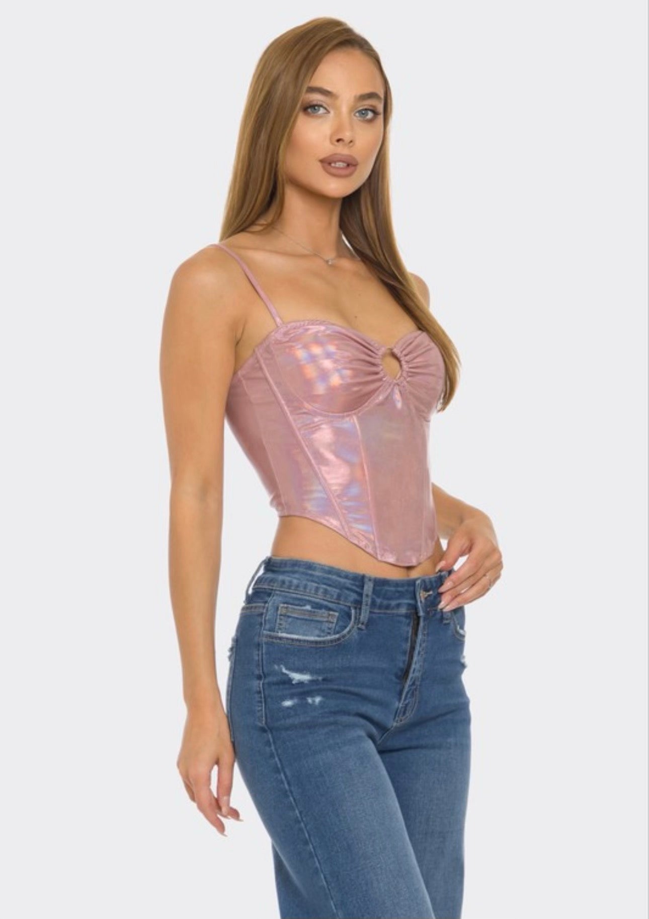 Holographic Dark Silver Corset