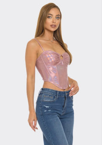 Holographic Dark Silver Corset