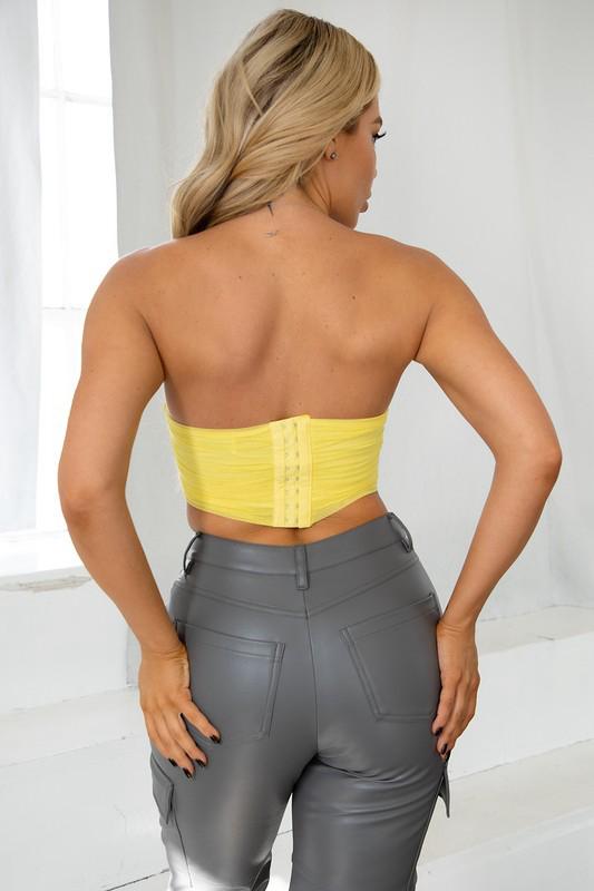 Yellow mesh corset top