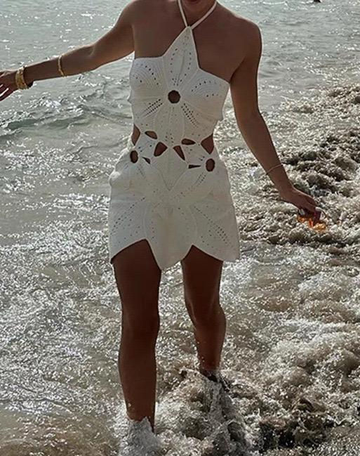 Flower Crochet rings mini dress