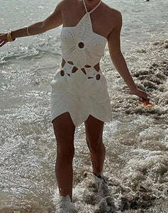 Flower Crochet rings mini dress