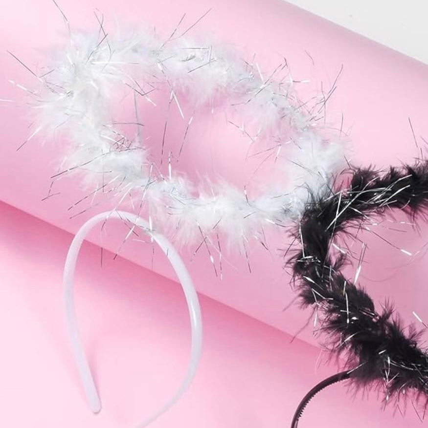 White silver halo head piece