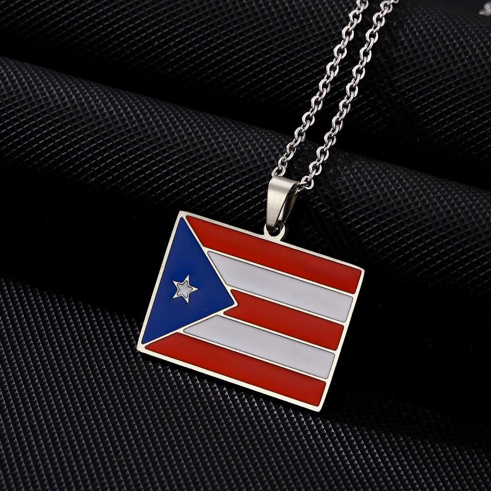 Silver Puerto Rico Flag