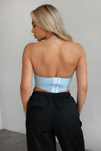 Baby blue mesh corset top
