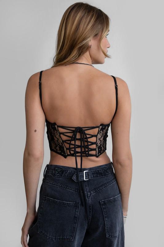 Black and Nude Lace Corset adjustable top