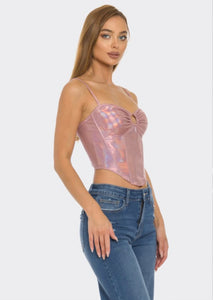 Holographic Dark Silver Corset