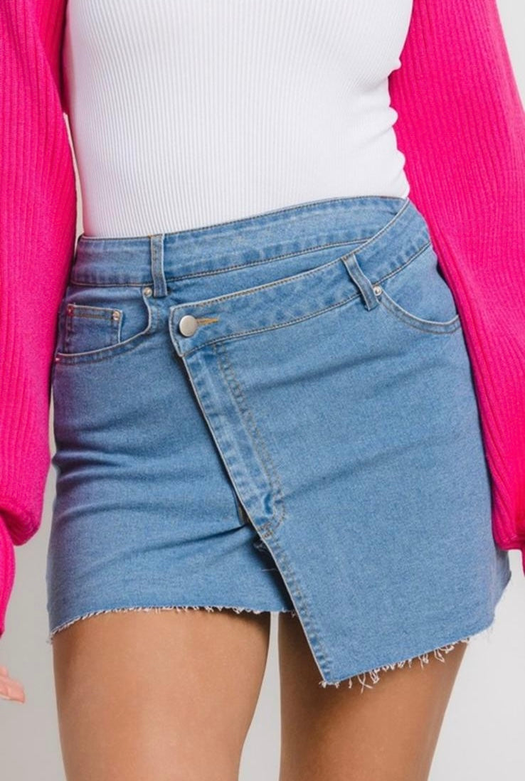 Denim Asymmetric Mini Skirt