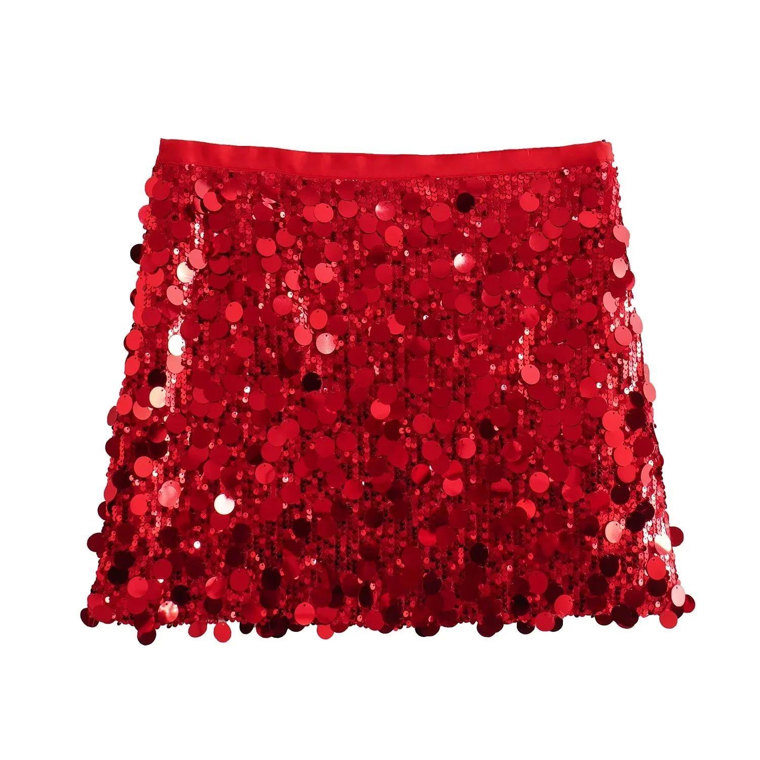Red Sequin Skirt