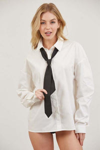 White Button Up With Black Tie