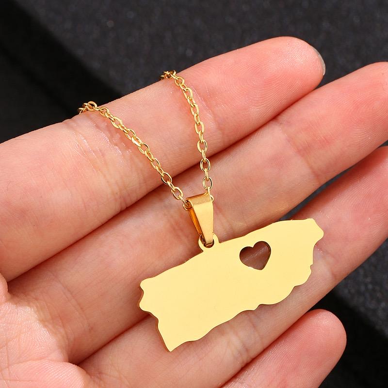 Heart engraved Puerto Rico Map