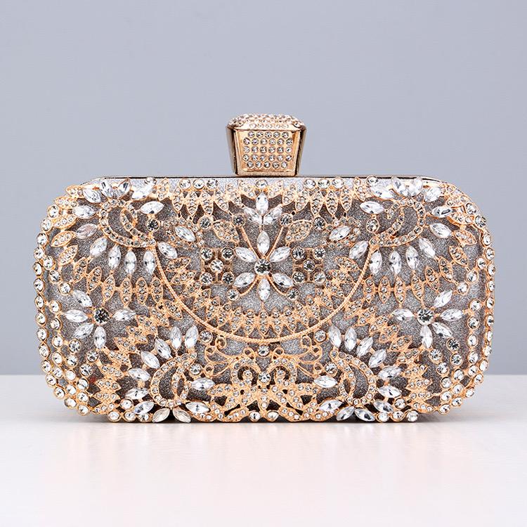 Rhinestone purse with handle and chain