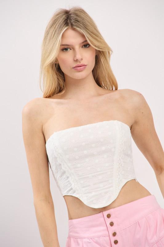 White Eyelet Laced Up Corset