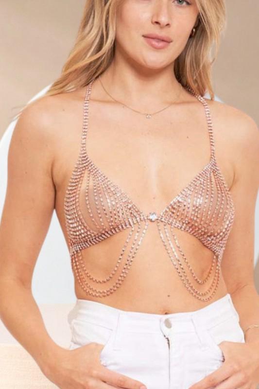 Triangle Rose Gold Rhinestones Top